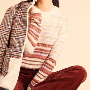 NWOT Anthropologie Heartloom Annika Pom Pom Loose-Knit Mohair Blend Sweater Sz M